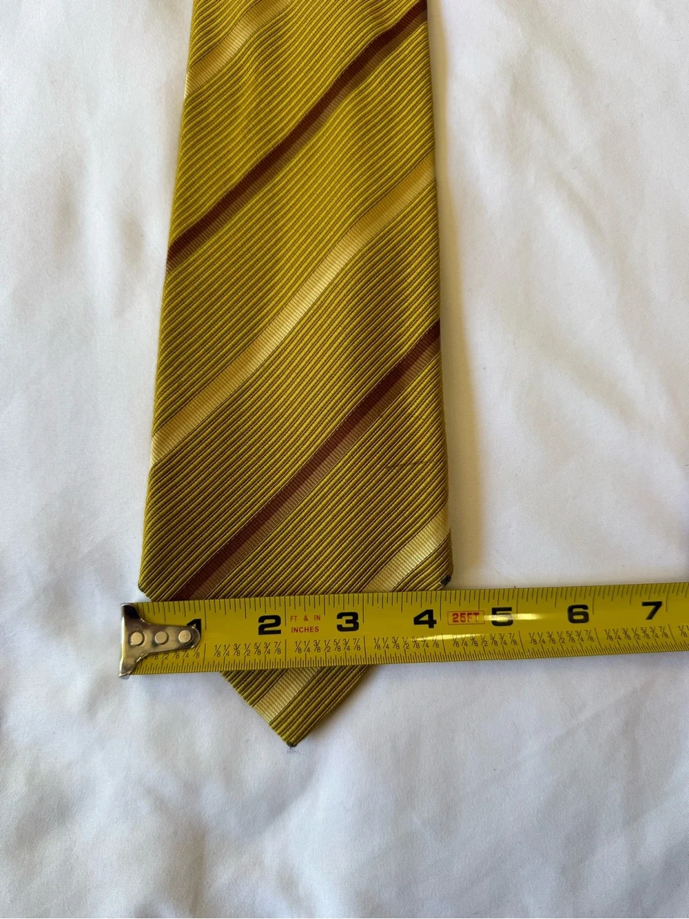 Yves Saint Laurent Pair of Striped Silk Ties in Yellow and Navy